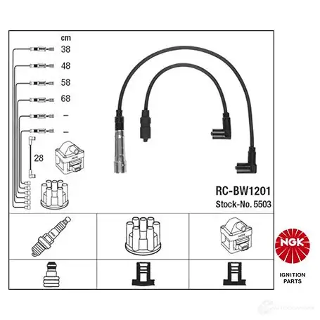 Высоковольтные провода зажигания, комплект NGK 5503 R C-BW1201 166754 3RHJY