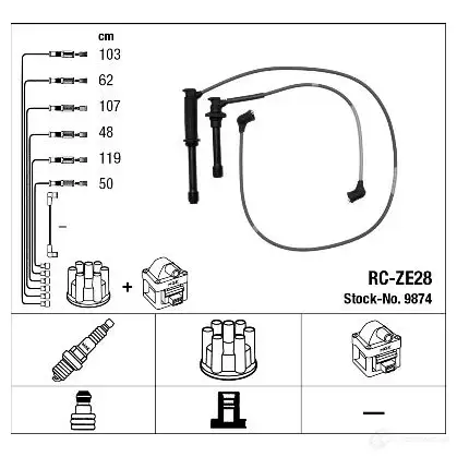 Высоковольтные провода зажигания, комплект NGK RC-ZE2 8 HHOGI64 9874 168616 изображение 0