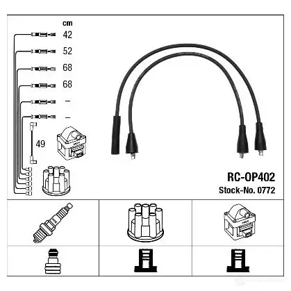 Высоковольтные провода зажигания, комплект NGK 0772 164288 RC-O P402 WZAX7K изображение 0