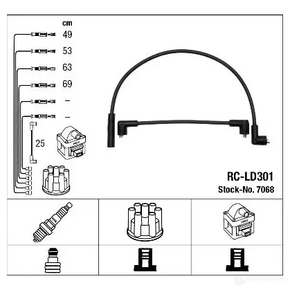Высоковольтные провода зажигания, комплект NGK RC-LD 301 167237 D80C7 7068 изображение 0