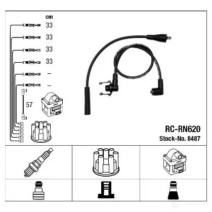 Высоковольтные провода зажигания, комплект NGK RC- RN620 H82WU 167617 8487 изображение 1