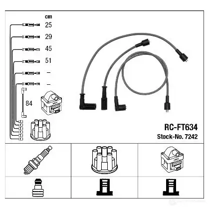 Высоковольтные провода зажигания, комплект NGK 7242 RC-FT6 34 5NEJGBF 167297 изображение 0