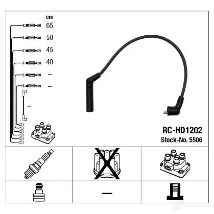 Высоковольтные провода зажигания, комплект NGK Y7OXQ 166756 5506 R C-HD1202 изображение 4