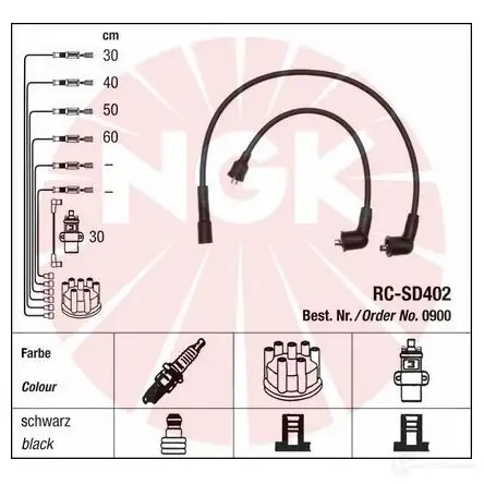 Высоковольтные провода зажигания, комплект NGK 0M91C 164333 RC- SD402 0900 изображение 1