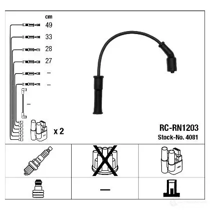 Высоковольтные провода зажигания, комплект NGK 165788 RC-RN120 3 7HT4OS 4081 изображение 1