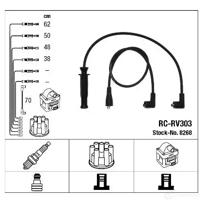 Высоковольтные провода зажигания, комплект NGK 8268 RC-R V303 167579 TQRLSIM изображение 1