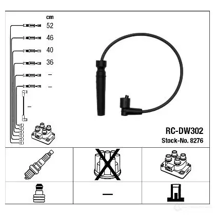 Высоковольтные провода зажигания, комплект NGK 19WG562 167585 8276 RC-D W302 изображение 1