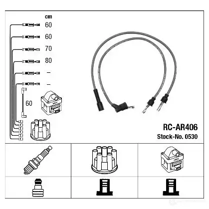 Высоковольтные провода зажигания, комплект NGK 164195 RC-AR4 06 PGLOP 0530 изображение 5