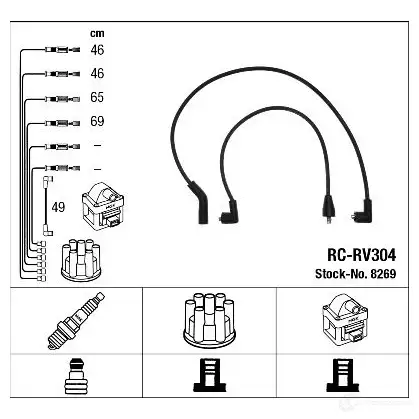 Высоковольтные провода зажигания, комплект NGK 8269 UWOJ3Z1 167580 RC-RV 304