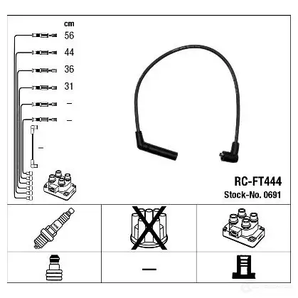 Высоковольтные провода зажигания, комплект NGK 0691 RC -FT444 HNZBSTO 164251 изображение 0