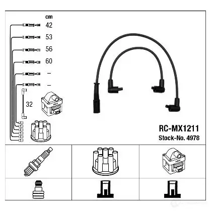Высоковольтные провода зажигания, комплект NGK Q7ZTG1 4978 R C-MX1211 166644 изображение 0