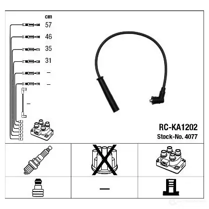 Высоковольтные провода зажигания, комплект NGK R C-KA1202 165785 4077 BK8AB5 изображение 0