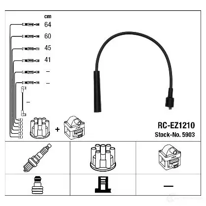 Высоковольтные провода зажигания, комплект NGK RC-E Z1210 5CT7U 166888 5903 изображение 0