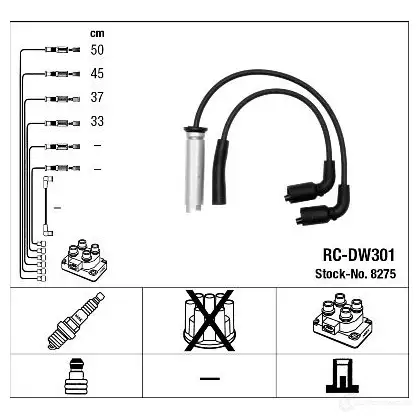 Высоковольтные провода зажигания, комплект NGK 7WGEKFC 8275 167584 RC- DW301 изображение 1