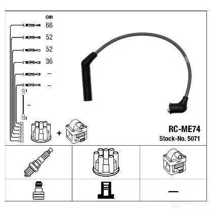Высоковольтные провода зажигания, комплект NGK 5071 R C-ME74 6QUVWV 166665 изображение 0