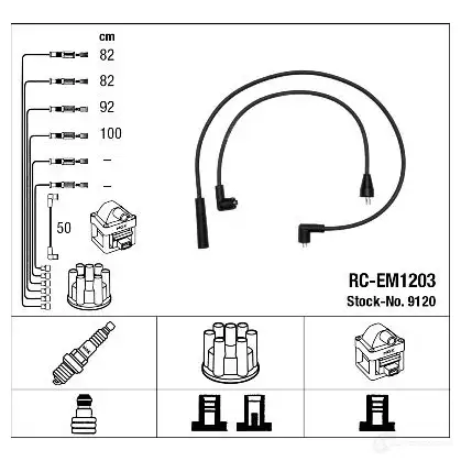 Высоковольтные провода зажигания, комплект NGK RC-EM12 03 52GK2 9120 167842 изображение 0