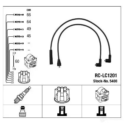 Высоковольтные провода зажигания, комплект NGK RC- LC1201 166731 5408 E96J6W4 изображение 1