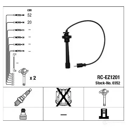 Высоковольтные провода зажигания, комплект NGK 0352 ZTPGZ RC-EZ12 01 164063 изображение 0