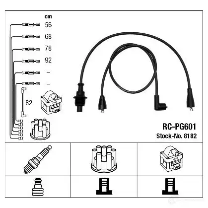 Высоковольтные провода зажигания, комплект NGK 8182 IMC0H RC-PG60 1 167544