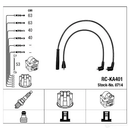 Высоковольтные провода зажигания, комплект NGK 0714 6AUSU7R RC- KA401 164259 изображение 1