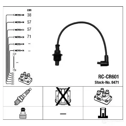 Высоковольтные провода зажигания, комплект NGK 167611 8471 O38V2PP RC-CR6 01 изображение 1