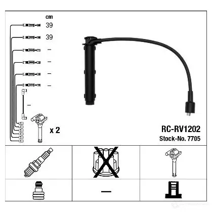 Высоковольтные провода зажигания, комплект NGK DFZ8HGR 7705 RC-R V1202 167444 изображение 1