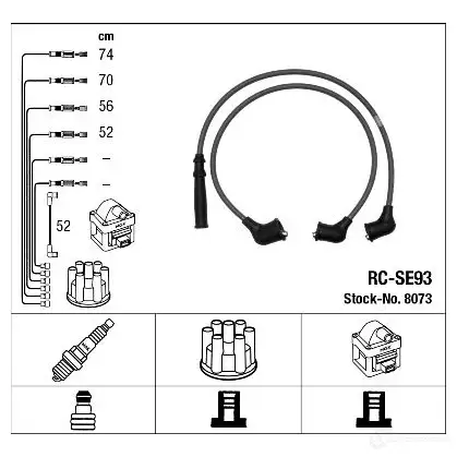Высоковольтные провода зажигания, комплект NGK RC -SE93 FOPVW3M 8073 167541 изображение 0