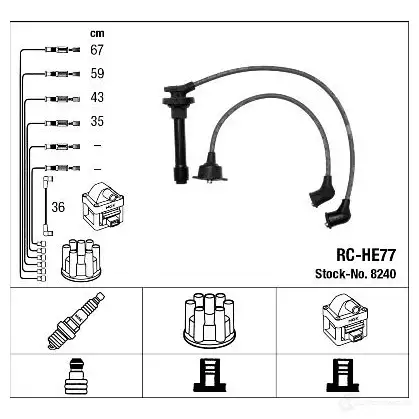 Высоковольтные провода зажигания, комплект NGK 8240 167571 TLUMA38 RC- HE77 изображение 0