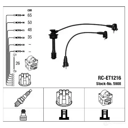 Высоковольтные провода зажигания, комплект NGK R C-ET1216 166891 1P9AA 5908