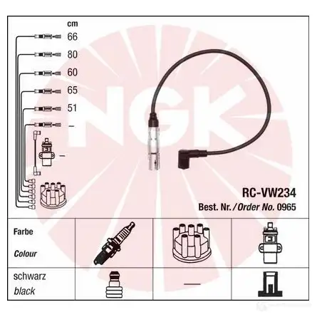 Высоковольтные провода зажигания, комплект NGK 0965 RC -VW234 164360 VJWGFG изображение 1