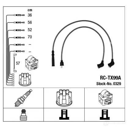 Высоковольтные провода зажигания, комплект NGK RC-TX9 9A 9CMBR0 0329 164055 изображение 0