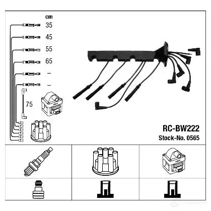 Высоковольтные провода зажигания, комплект NGK RC -BW222 164205 VQJCSGZ 0565 изображение 1