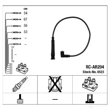 Высоковольтные провода зажигания, комплект NGK 0523 SBSKA5 164192 RC-AR20 4 изображение 1