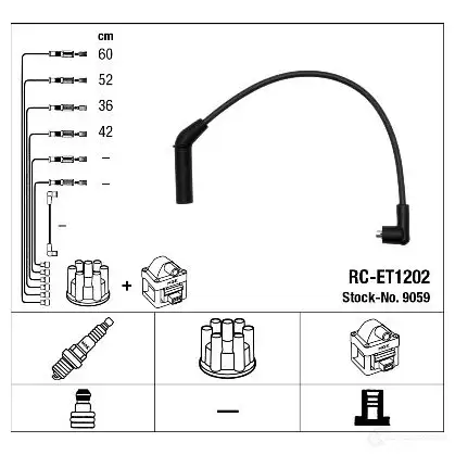 Высоковольтные провода зажигания, комплект NGK RC -ET1202 167761 YLWCEF 9059 изображение 0