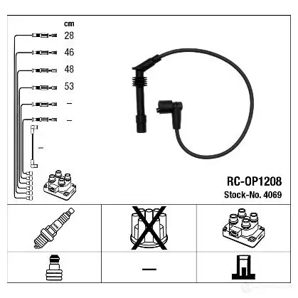 Высоковольтные провода зажигания, комплект NGK 165780 VCZOS 4069 RC-OP120 8 изображение 4