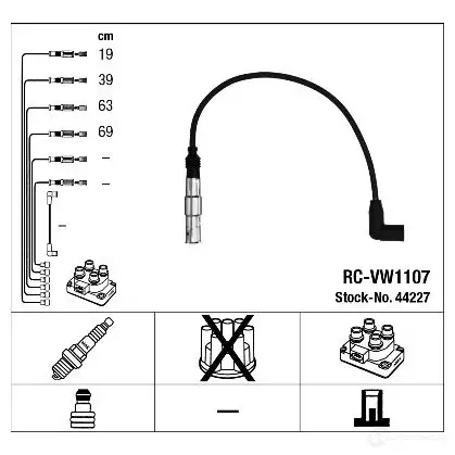 Высоковольтные провода зажигания, комплект NGK YZ1D14 44227 166035 RC-VW11 07 изображение 5