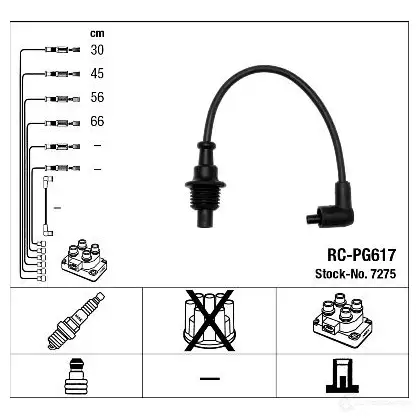 Высоковольтные провода зажигания, комплект NGK IOTQ4E 167308 7275 RC-PG 617 изображение 1
