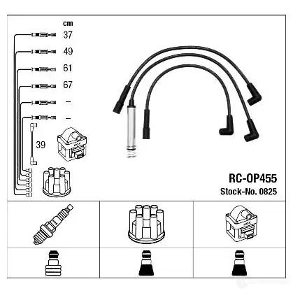 Высоковольтные провода зажигания, комплект NGK 0825 RC-O P455 XJM5P 164313