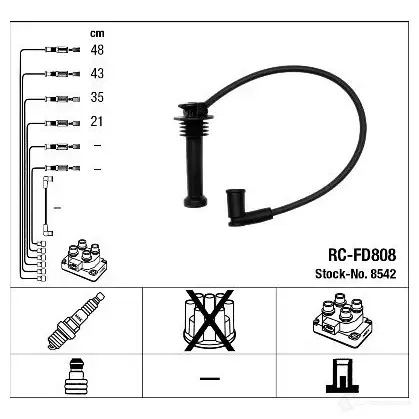 Высоковольтные провода зажигания, комплект NGK RC -FD808 CKLBYP 167641 8542 изображение 6