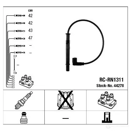Высоковольтные провода зажигания, комплект NGK 44278 ZG0N8 166075 RC- RN1311 изображение 4