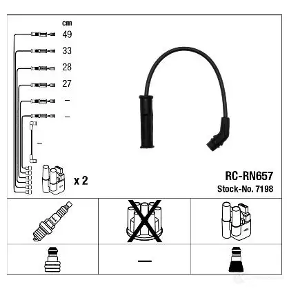 Высоковольтные провода зажигания, комплект NGK AAOLZC 167275 RC- RN657 7198 изображение 1