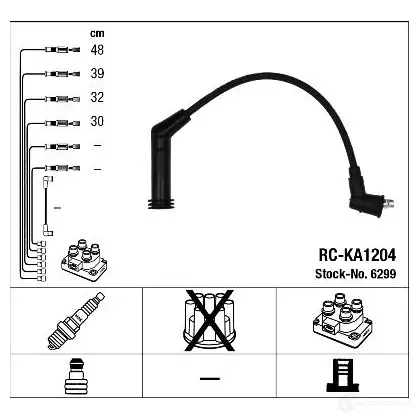 Высоковольтные провода зажигания, комплект NGK 166987 OUC1ID 6299 R C-KA1204 изображение 4