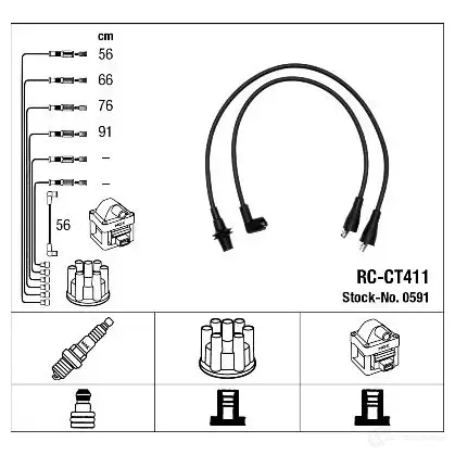 Высоковольтные провода зажигания, комплект NGK 0591 X3S2BDA R C-CT411 164216