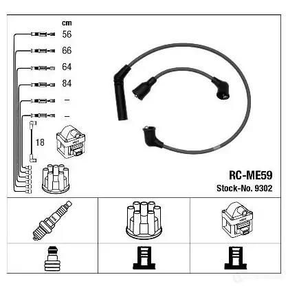 Высоковольтные провода зажигания, комплект NGK RC-ME5 9 J60GK50 168037 9302 изображение 0