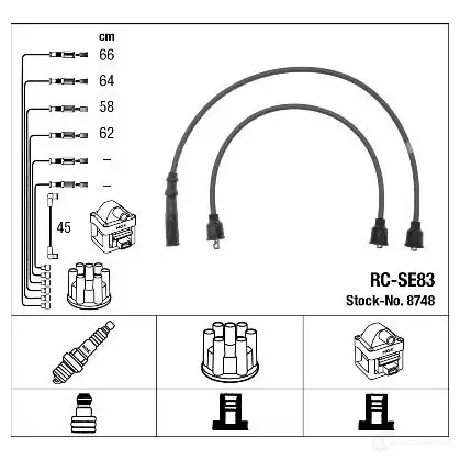Высоковольтные провода зажигания, комплект NGK 8748 PRVY0 167675 RC -SE83
