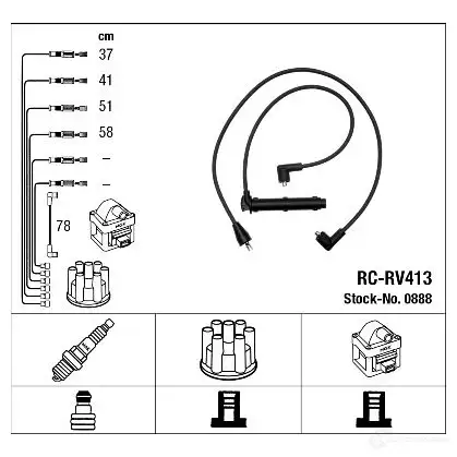 Высоковольтные провода зажигания, комплект NGK 164327 IAREZE5 0888 RC-RV41 3