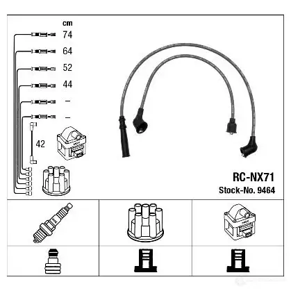 Высоковольтные провода зажигания, комплект NGK 9464 168229 KR6GJBG RC -NX71 изображение 0