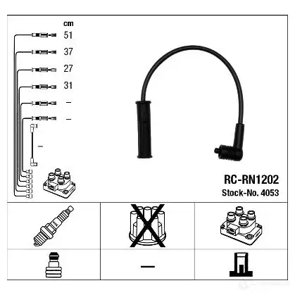 Высоковольтные провода зажигания, комплект NGK 165770 E6B06AY RC- RN1202 4053 изображение 0