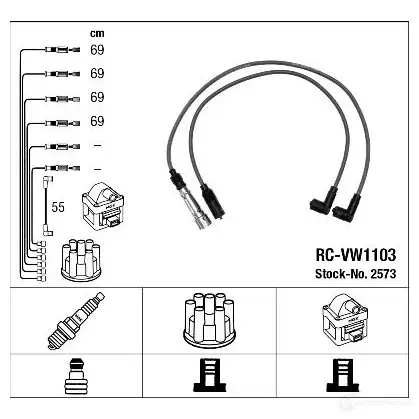 Высоковольтные провода зажигания, комплект NGK RC -VW1103 XF23WYK 164928 2573 изображение 1