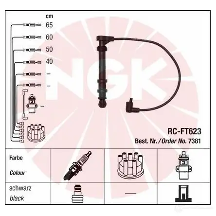 Высоковольтные провода зажигания, комплект NGK 7381 RC-FT6 23 TBSV5C 167352